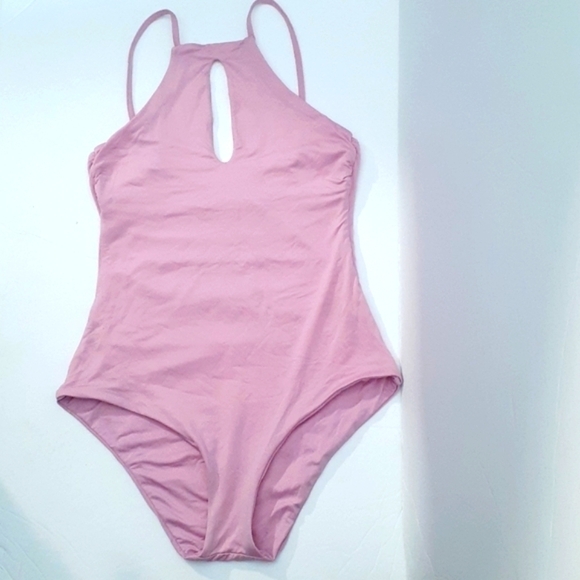 BECCA Keyhole Halter One-Piece Pink Swimsuit Size S - Picture 2 of 8